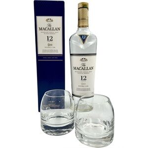 Macallan 12 Year Old Highland Cask Single Malt Scotch Whisky Box Bottle Glasses